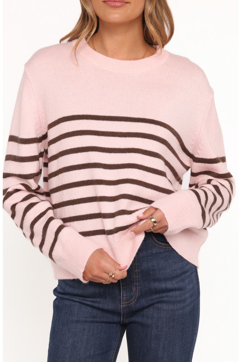 Eleanora Stripe Crewneck Sweater, Main, color, PINK