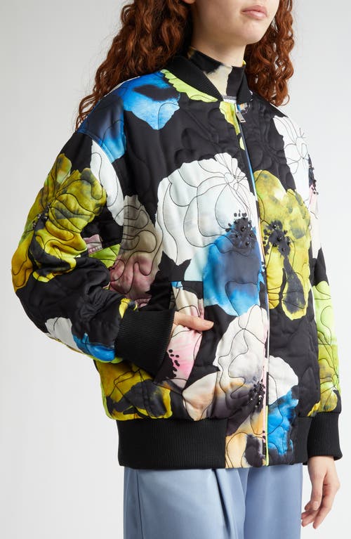 Stine Goya Quilted Bomber Jacket In Watercolor Bloom In Watercolor Bloom