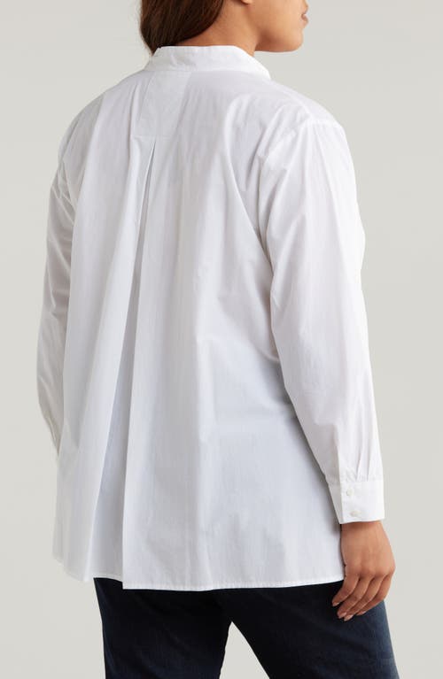 Eileen Fisher Organic Cotton Stand Collar Tunic Top In White