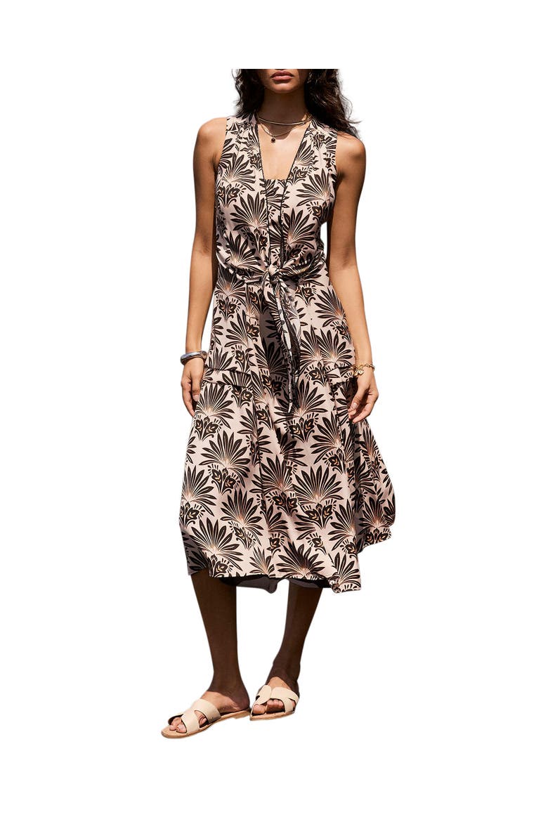 Floral Print Sleeveless Midi Dress, Main, color, Black