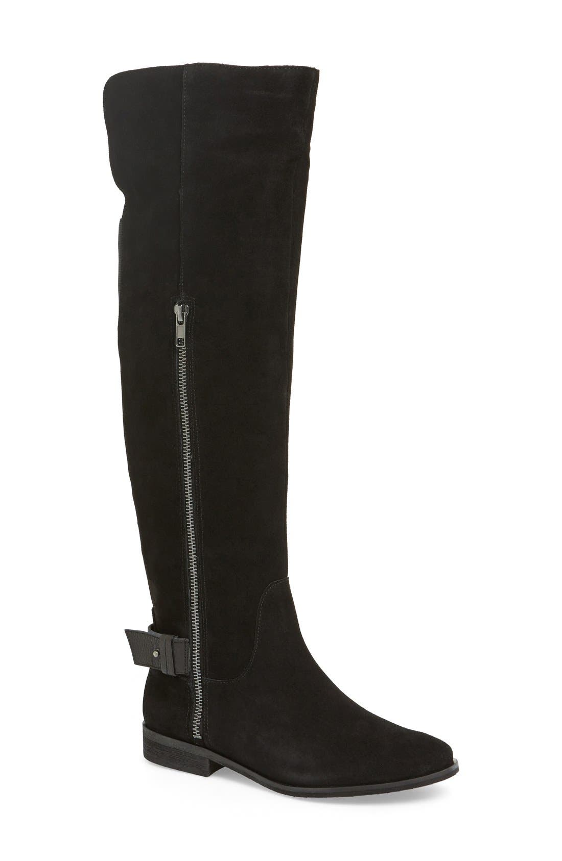 'Polly' Over the Knee Boot, Main, color, BLACK SUEDE
