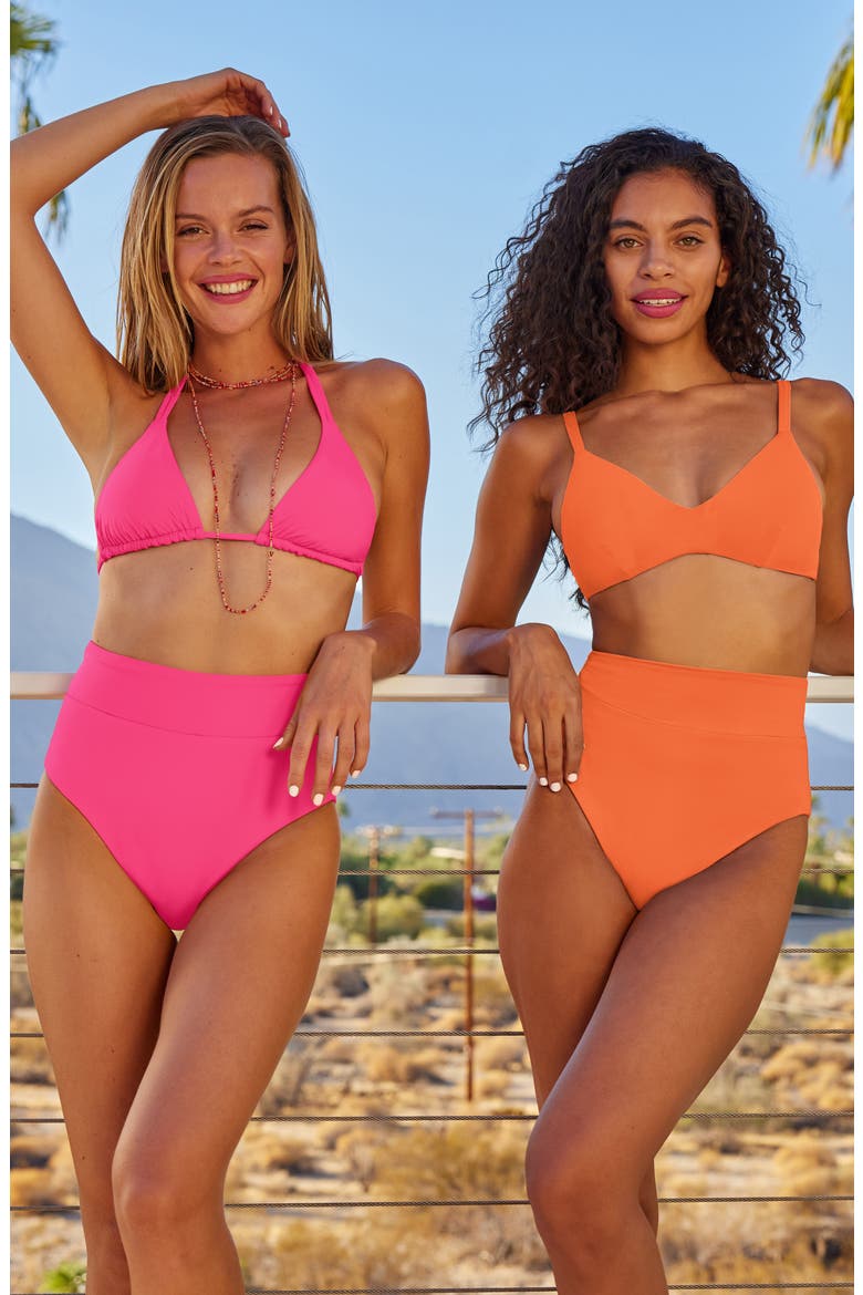Reversible Triangle Bikini Top, Alternate, color, PUNCH/ CORA
