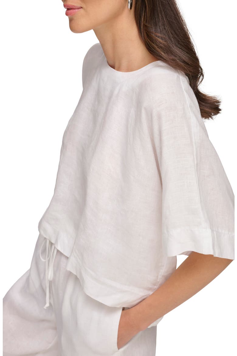 Drop Shoulder Boxy Linen Top, Alternate, color, WHITE