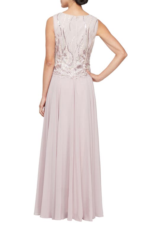 Alex Evenings Sequin Embroidered Lace Mock Two-piece Gown With Jacket In Blush