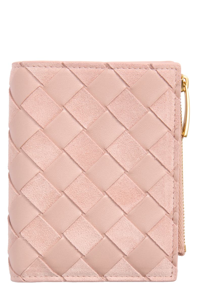 Intrecciato Bifold French Wallet, Main, color, 5149 TERRA PINK/ GOLD