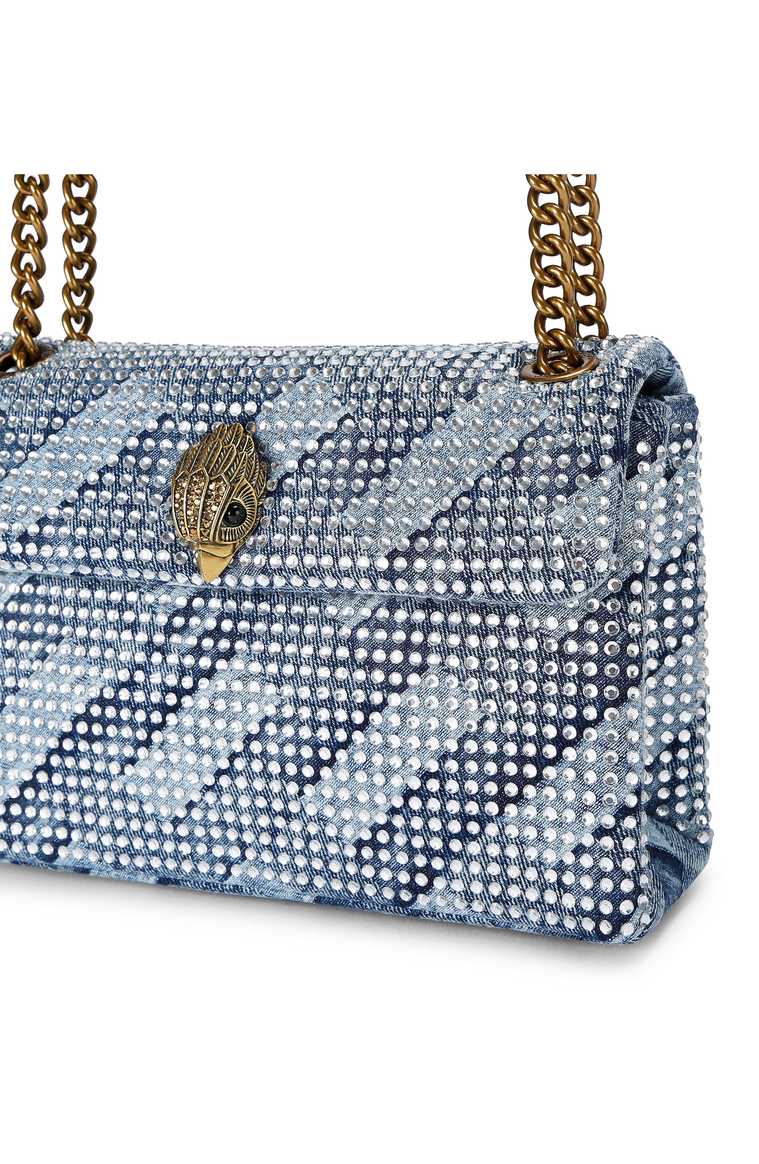 Kurt Geiger London Medium Kensington Crystal Embellished Denim Shoulder Bag, Alternate, color, 