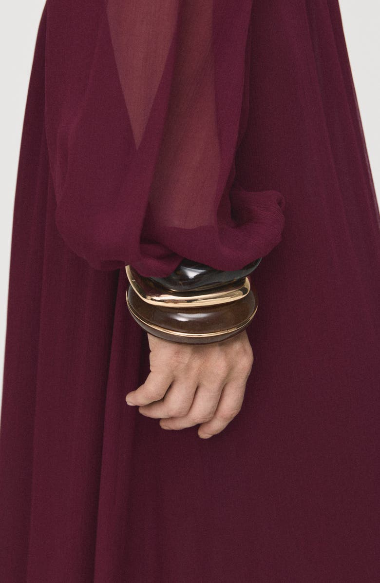 MANGO Ruffle Off the Shoulder Long Sleeve Maxi Dress, Alternate, color, 