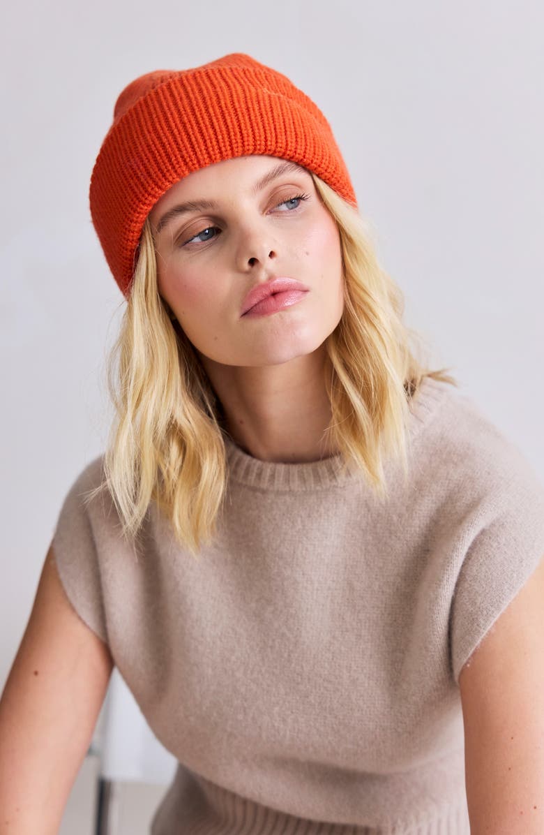 Arctic Fox & Co The Embroidered Merino Wool Beanie, Alternate, color, Sunkissed Coral