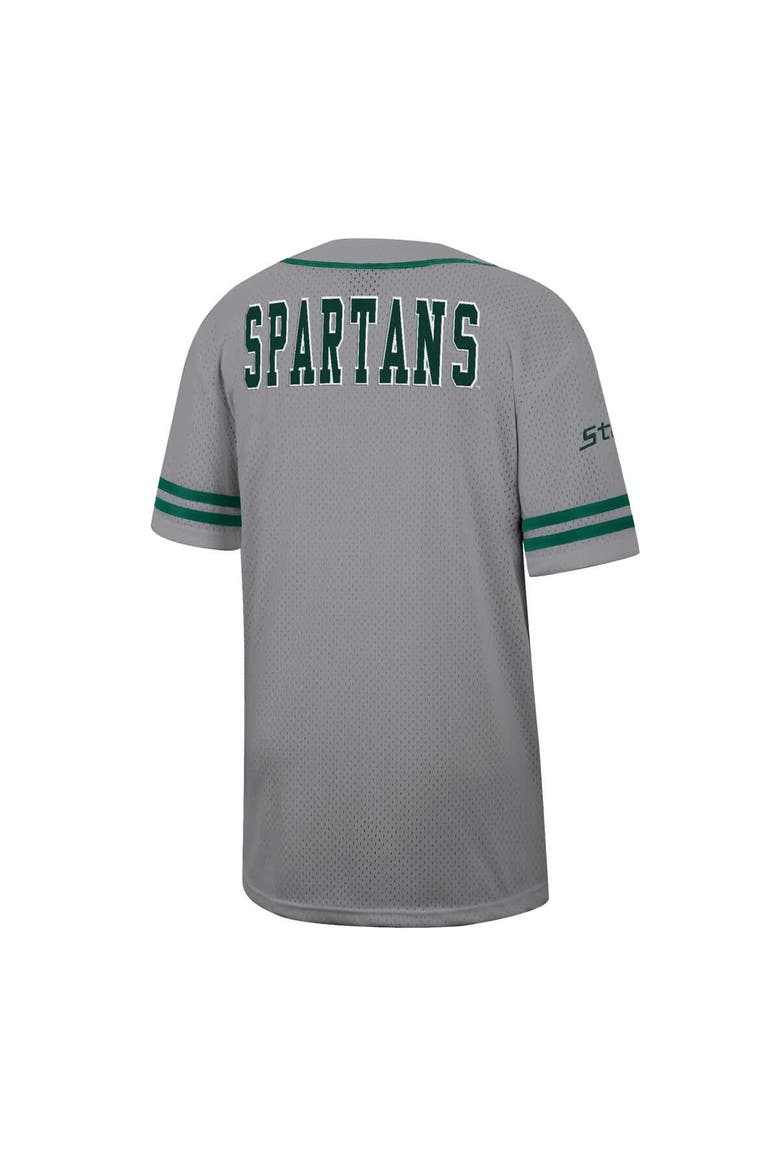 Men's Colosseum Gray Michigan State Spartans Free Spirited Baseball Jersey, Alternate, color, Gray