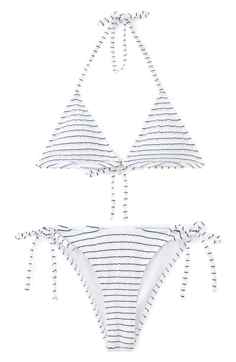 Stripe Smocked Two-Piece Swimsuit