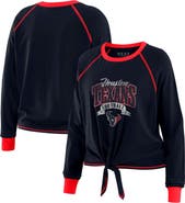 WEAR by Erin Andrews Women's WEAR by Erin Andrews Navy/Red Houston Texans Tie-Front Long Sleeve Top