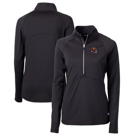 Women's Cutter & Buck  Black Washington Commanders Helmet Logo Adapt Eco Knit Stretch Recycled Half-Zip Pullover Top