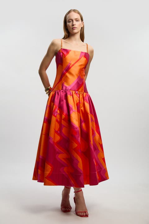 Abstract Strappy Maxi Dress