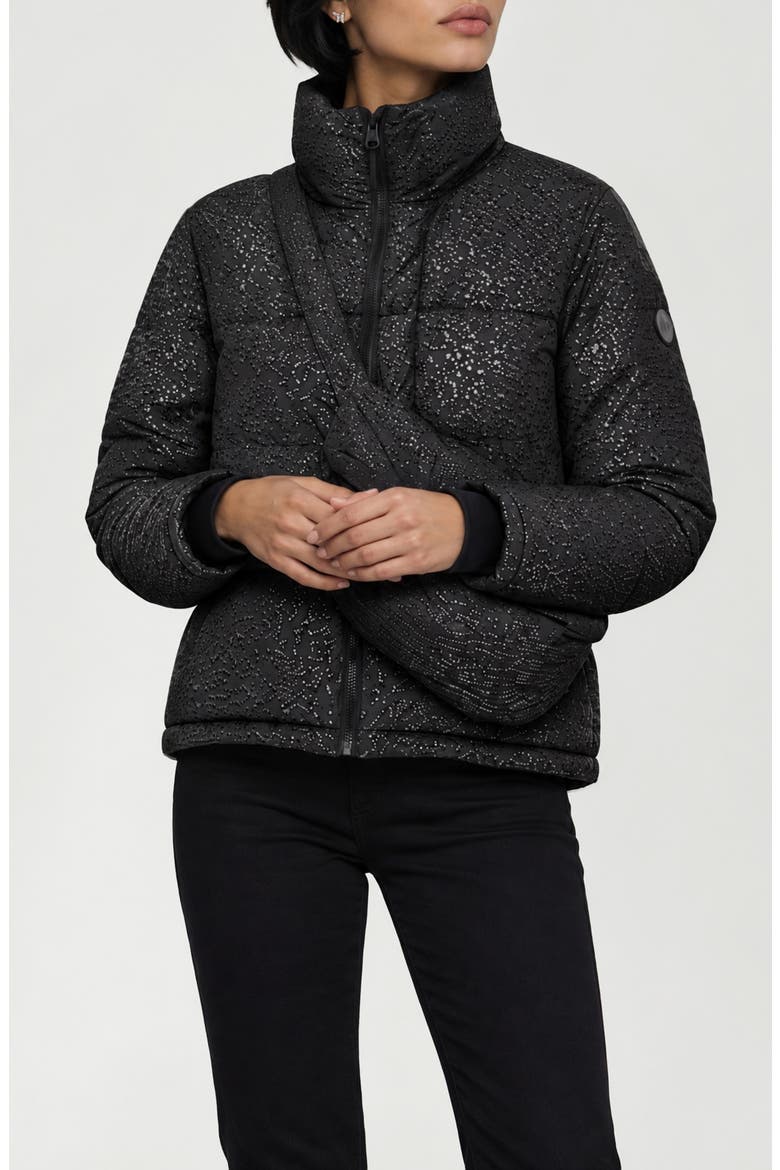 Nikki Puffer Jacket & Crossbody Bag Set, Alternate, color, BLACK