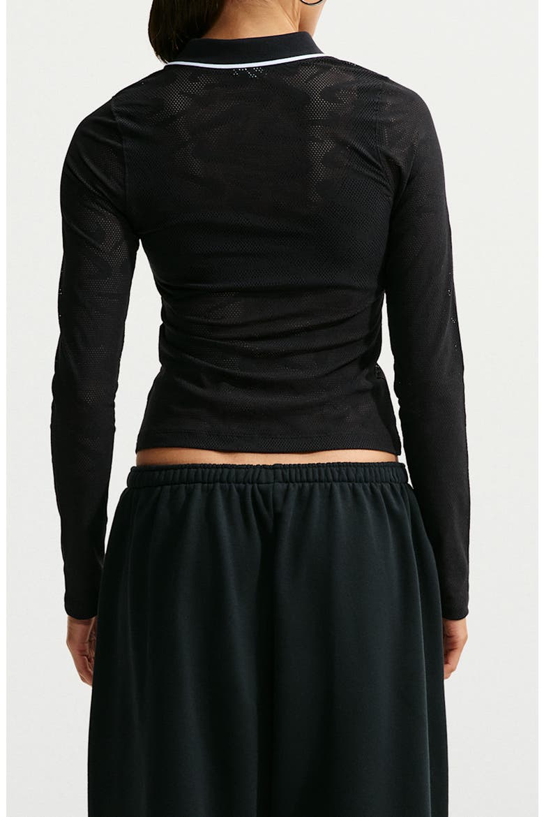 Long Sleeve Performance Polo, Alternate, color, BLACK/ BLACK/ WHITE/ WHITE