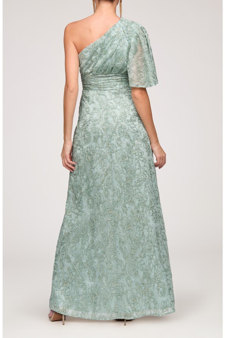 Flynn Embroidered Sequin A-Line Gown, Alternate, color, WARM SAGE