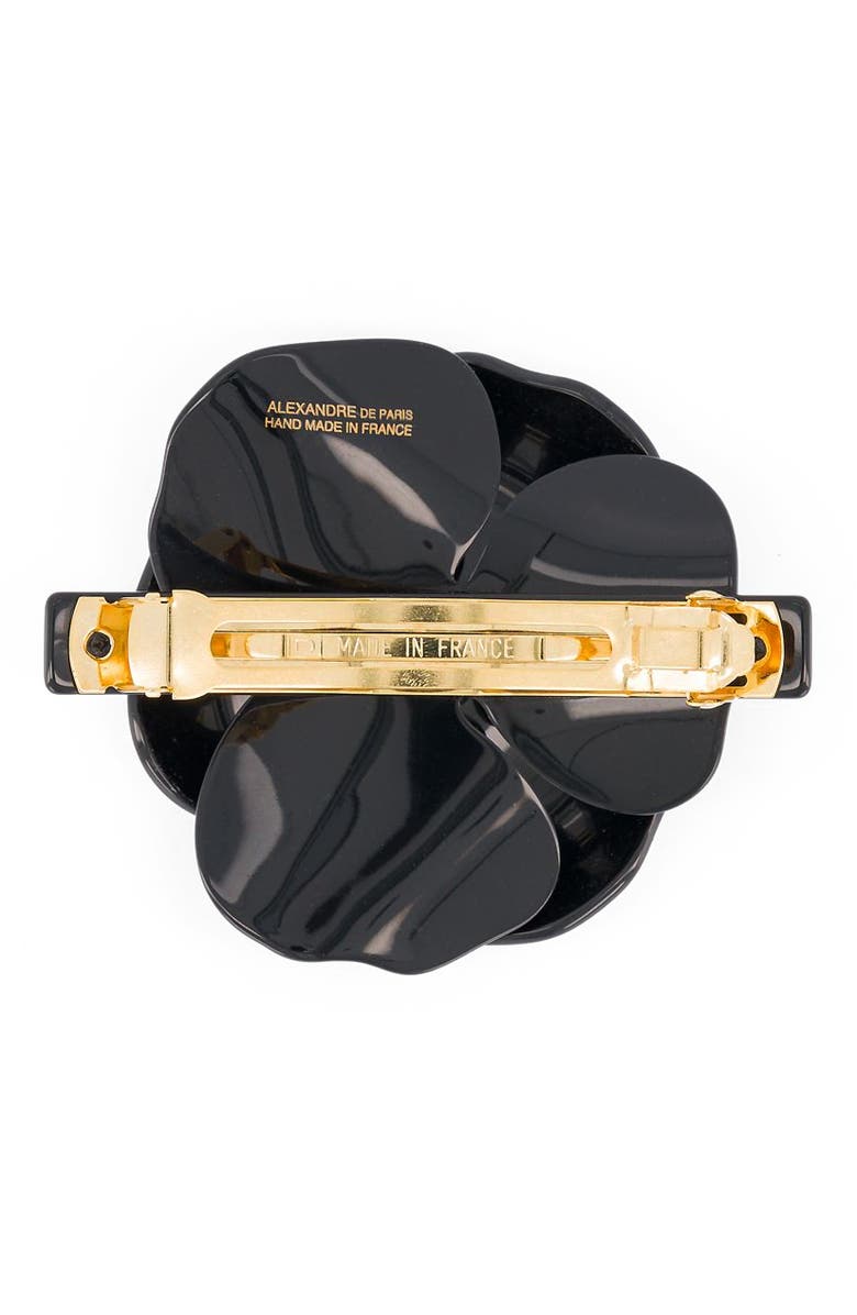 Alexandre de Paris Camelia acetate barette, Alternate, color, Beige And Black