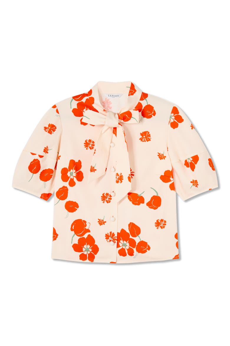 Flora Flora Tie Neck Top, Alternate, color, ORANGE
