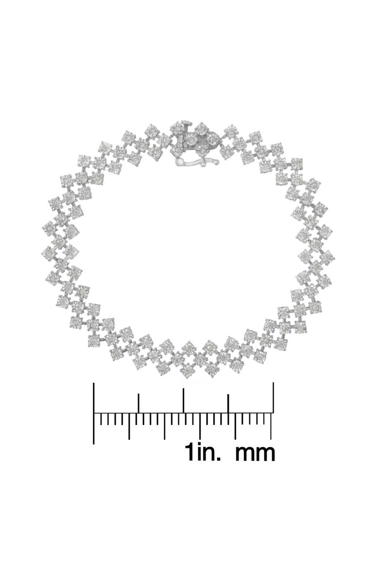 Haus of Brilliance Silver 1.0 cttw Miracle-Set Round Diamond "Zig Zag" Link Bracelet, Alternate, color, White