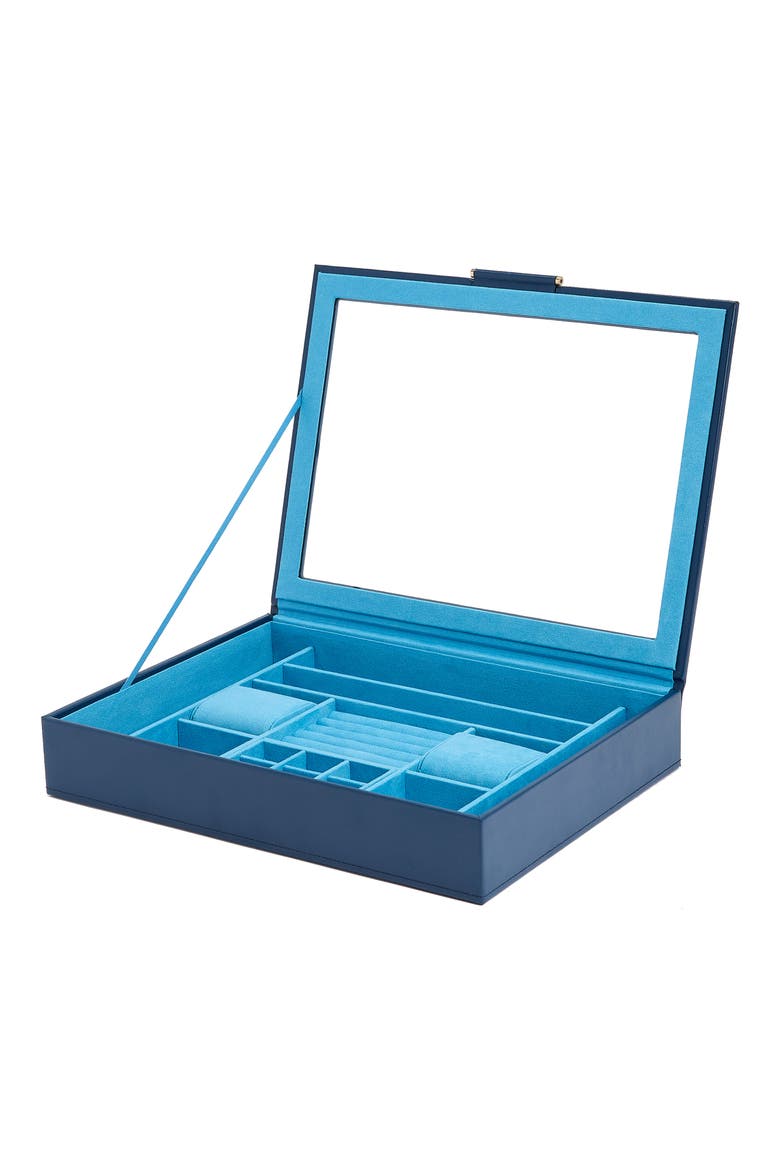 Sophia Jewelry Box with Window, Alternate, color, INDIGO