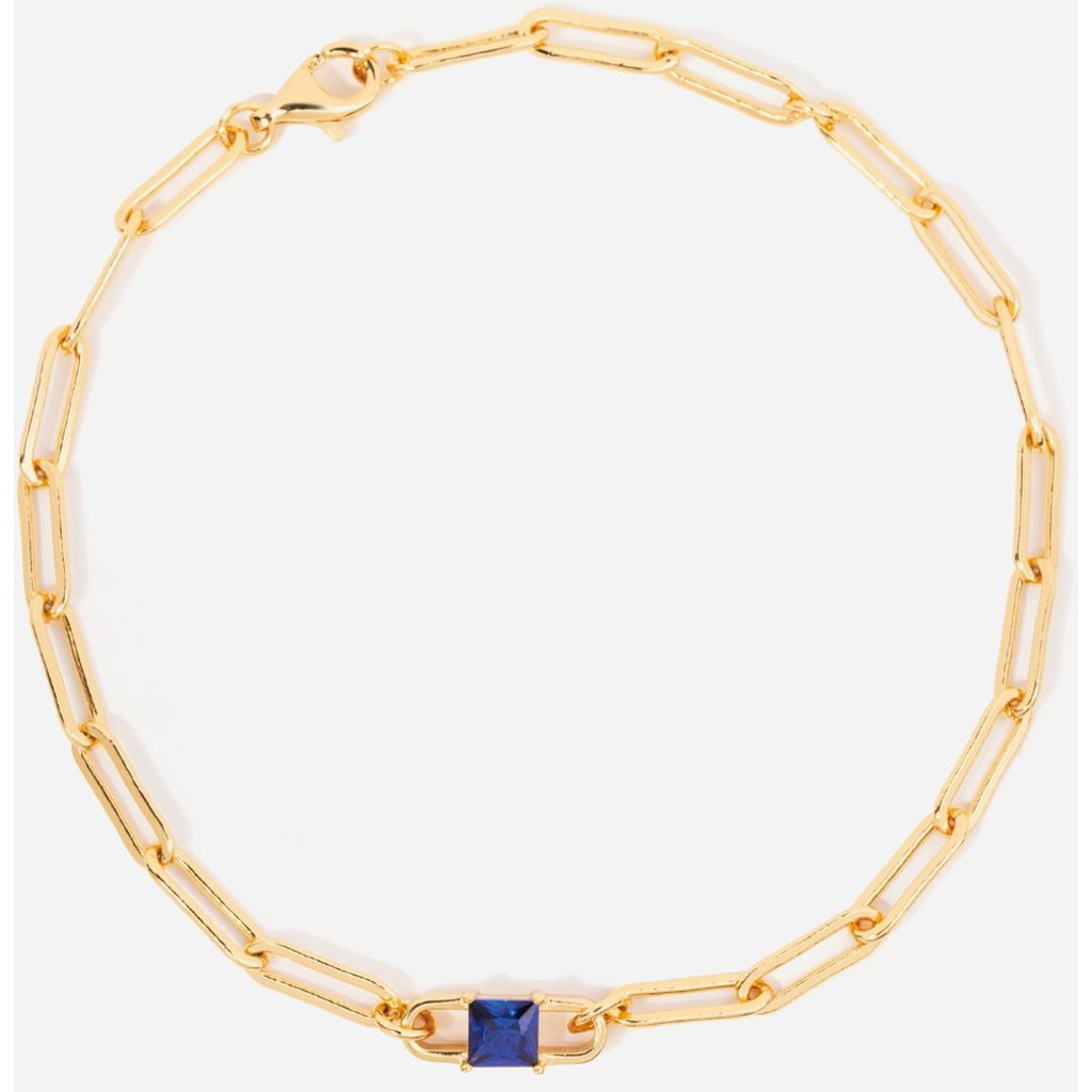Little Sky Stone Birthstone Paperclip Chain Bracelet In Gold