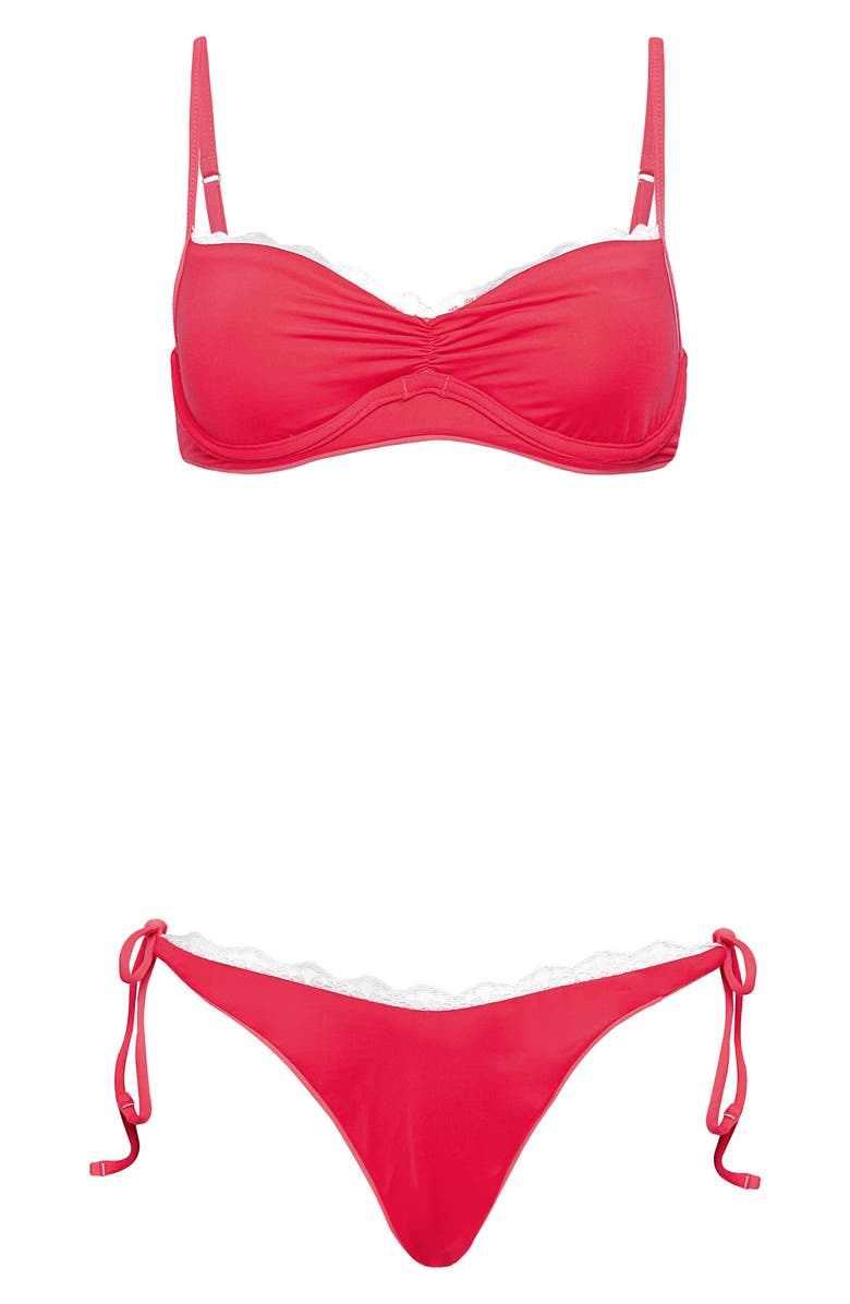 Maaji Amaia Side Tie Bikini Bottoms, Alternate, color, Red