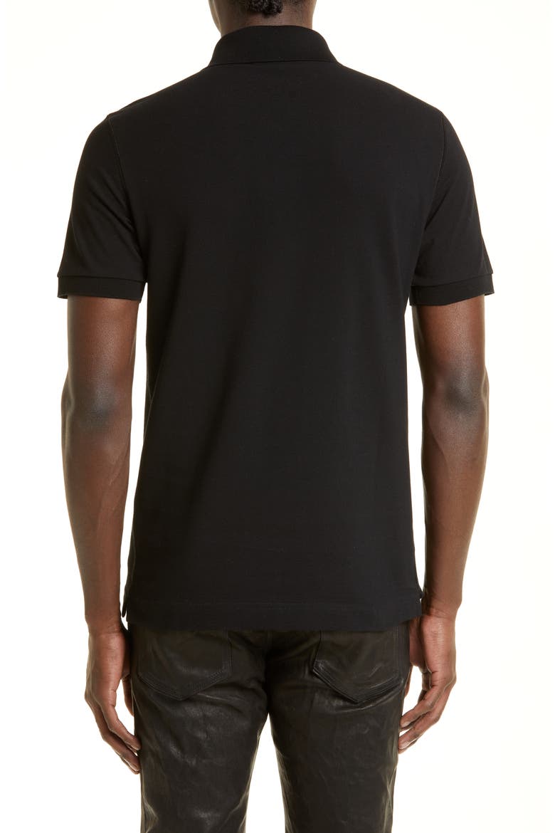 Logo Plate Cotton Piqué Polo, Alternate, color, BLACK