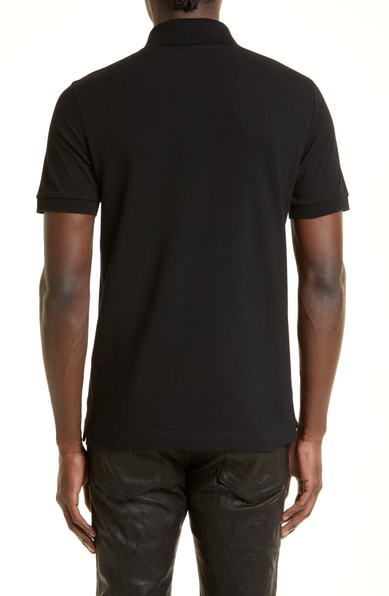 Dolce&Gabbana Logo Plate Cotton Piqué Polo, Alternate, color, Black