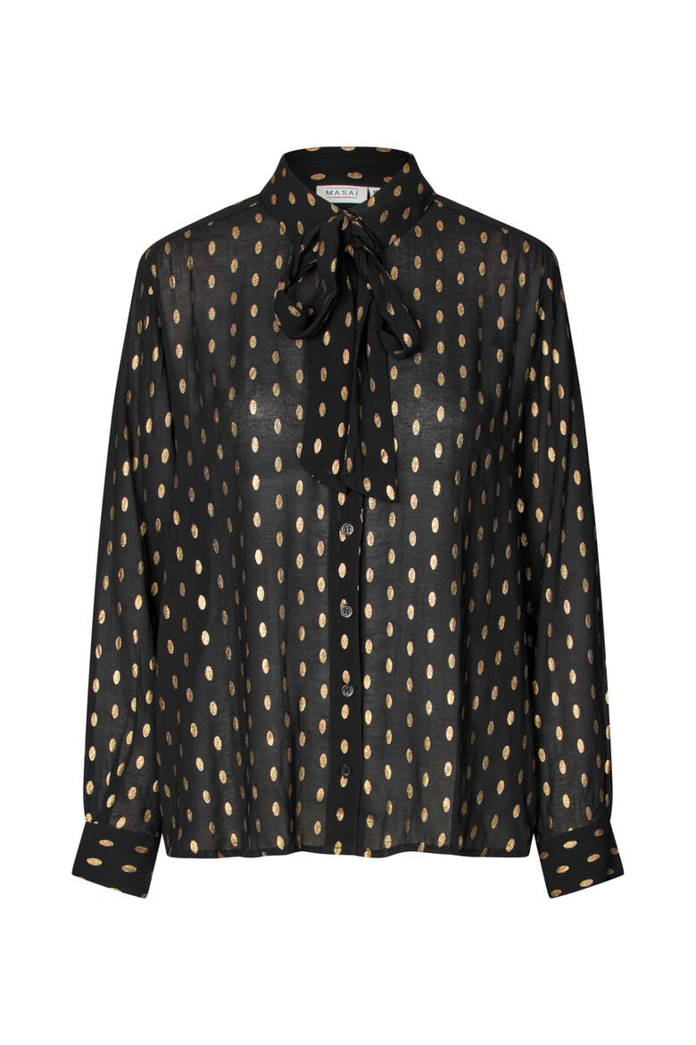 MaInoria Neck Tie Shirt, Alternate, color, Black