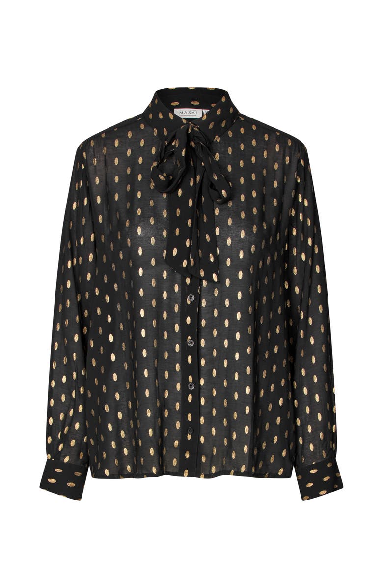 Masai Copenhagen MaInoria Neck Tie Shirt, Alternate, color, Black