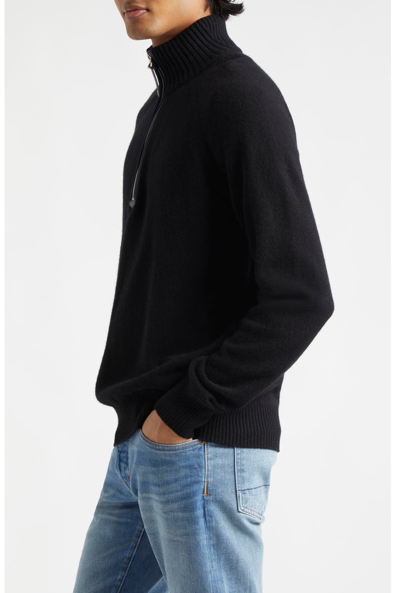 Lambswool & Cashmere Half Zip Sweater, Alternate, color, BLACK