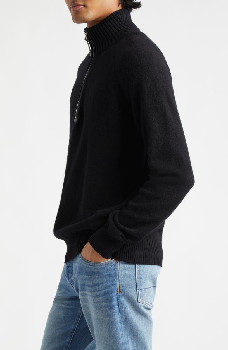 TOM FORD Lambswool & Cashmere Half Zip Sweater, Alternate, color, Black