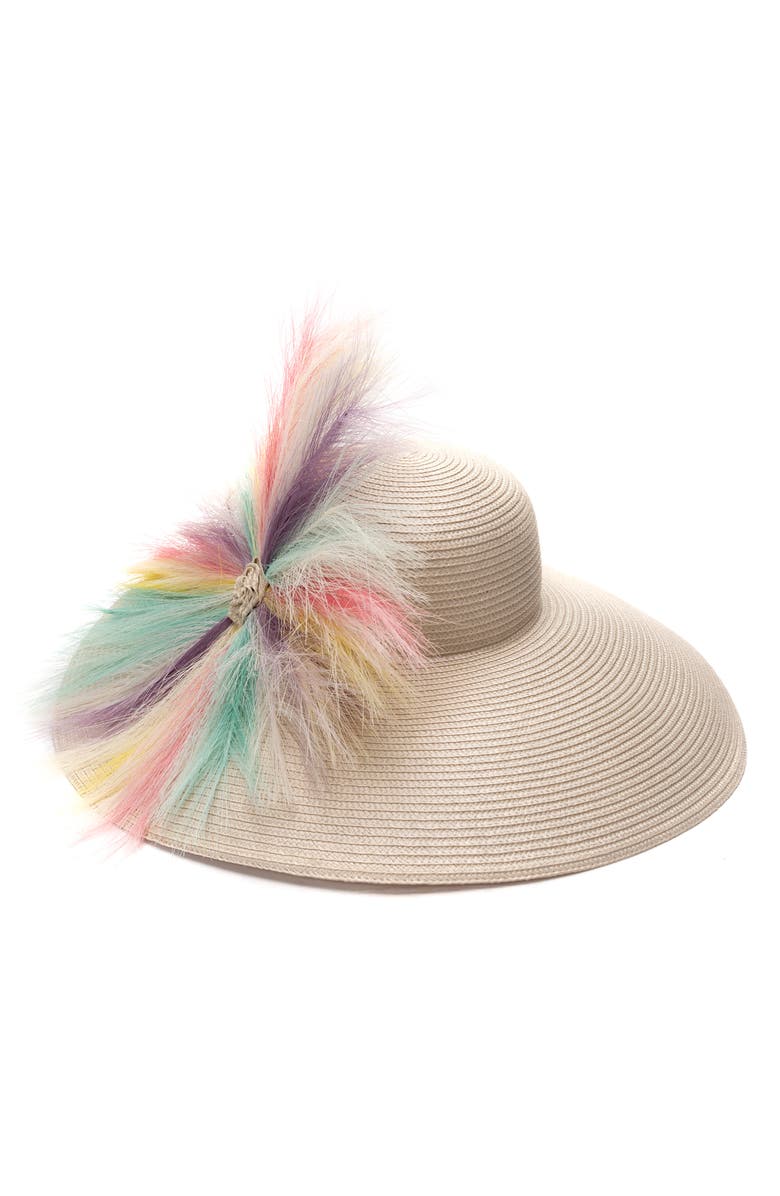 Collection XIIX Multicolored Feather Wide Brim Hat, Main, color, Neutral