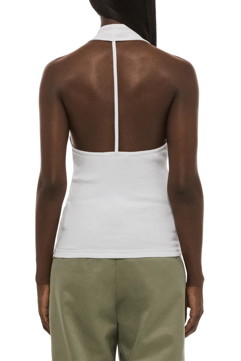 Stretch Cotton Halter Tank, Alternate, color, OPTIC WHITE