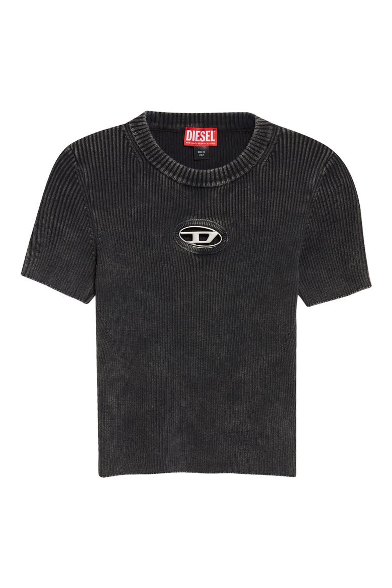 M-Anchor-A Short Sleeve Rib Sweater, Alternate, color, BLACK