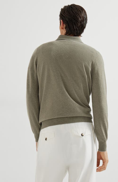 Brunello Cucinelli Polo-neck Cashmere Sweater In Green