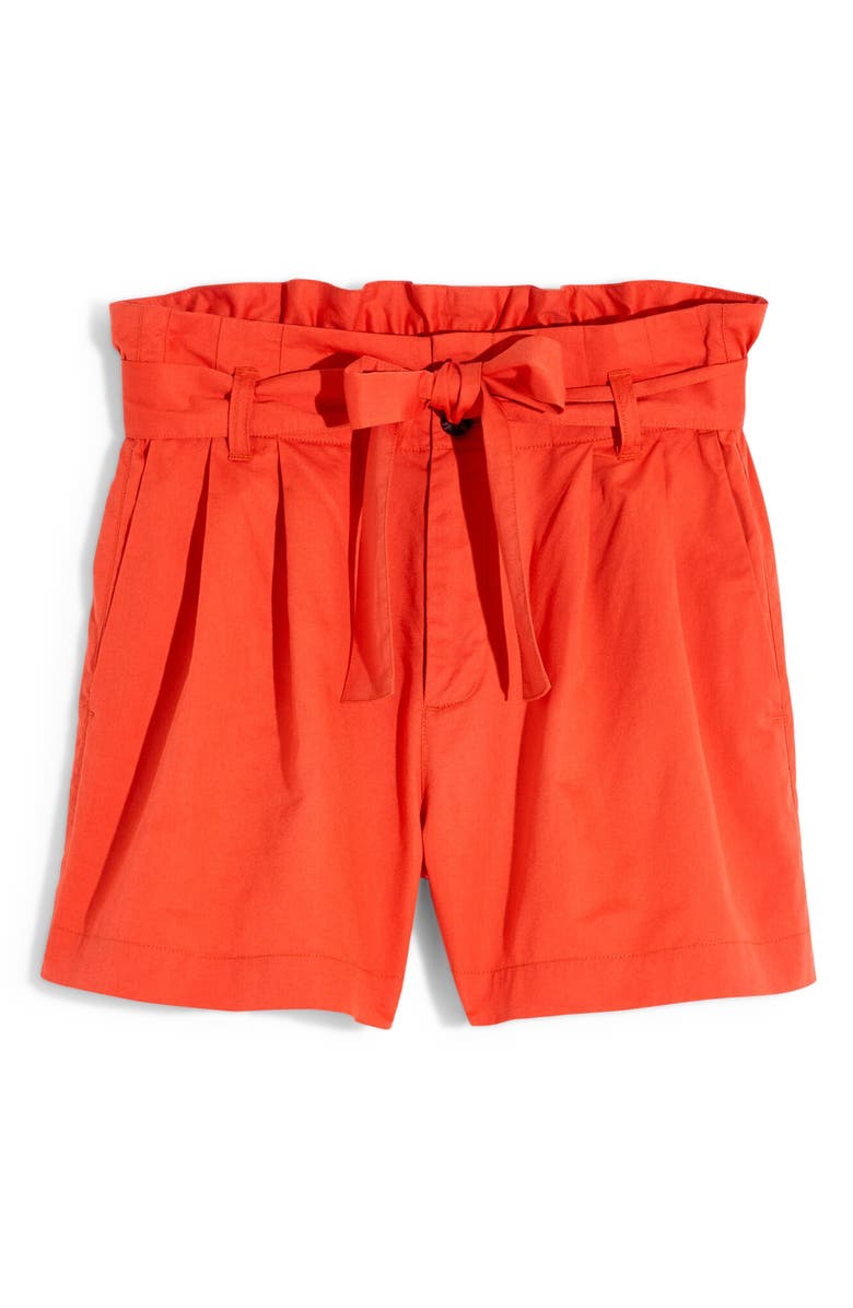 Madewell Paperbag Waist Shorts, Alternate, color, Coastal Orange