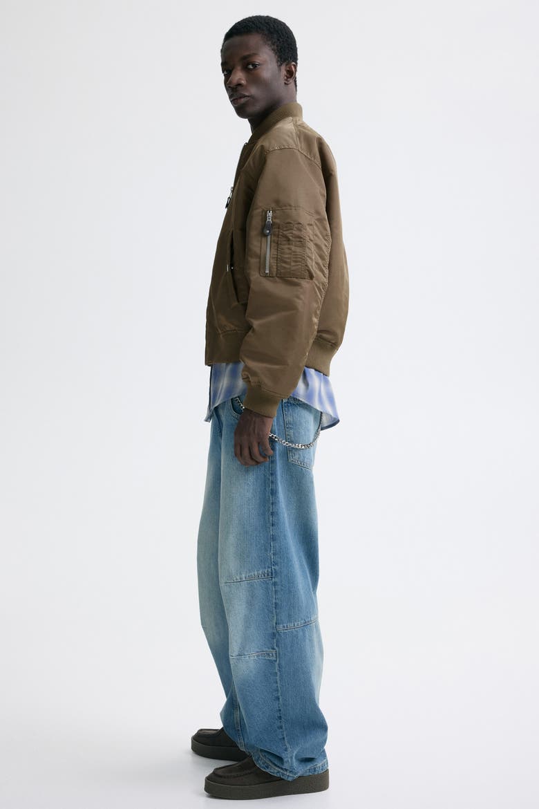 Padded Nylon Bomber Jacket, Alternate, color, Khaki green