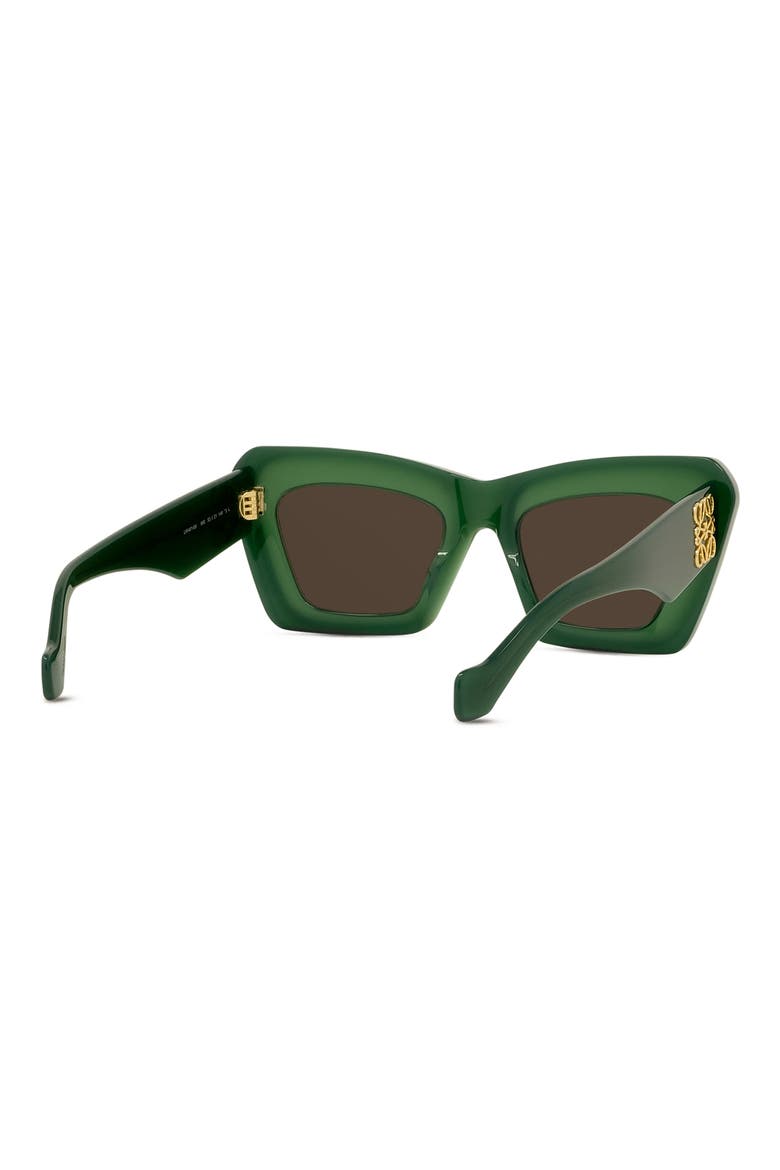 Anagram 52mm Cat Eye Sunglasses, Alternate, color, SHINY DARK GREEN / BROWN