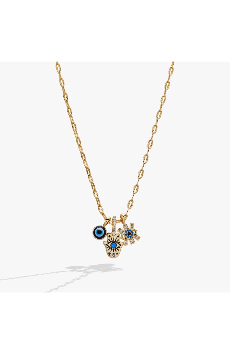 Alex and Ani Evil Eye Triple Charm Necklace, Main, color,