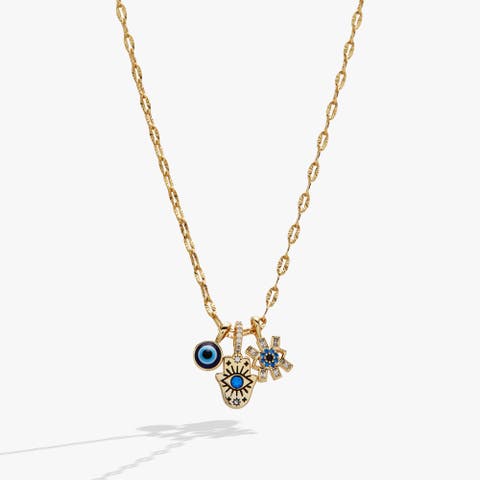 Evil Eye Triple Charm Necklace