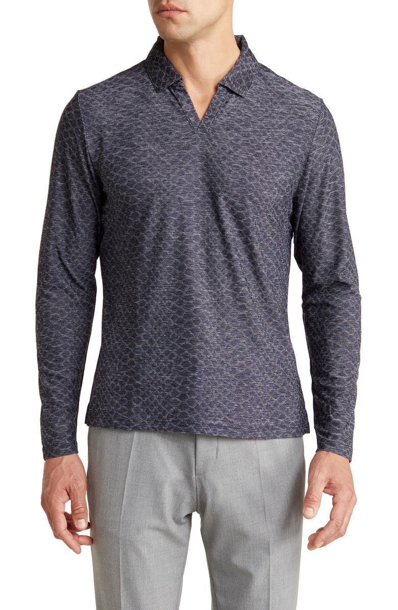 Robert Barakett Saldon Long Sleeve Jacquard Polo, Main, color, 