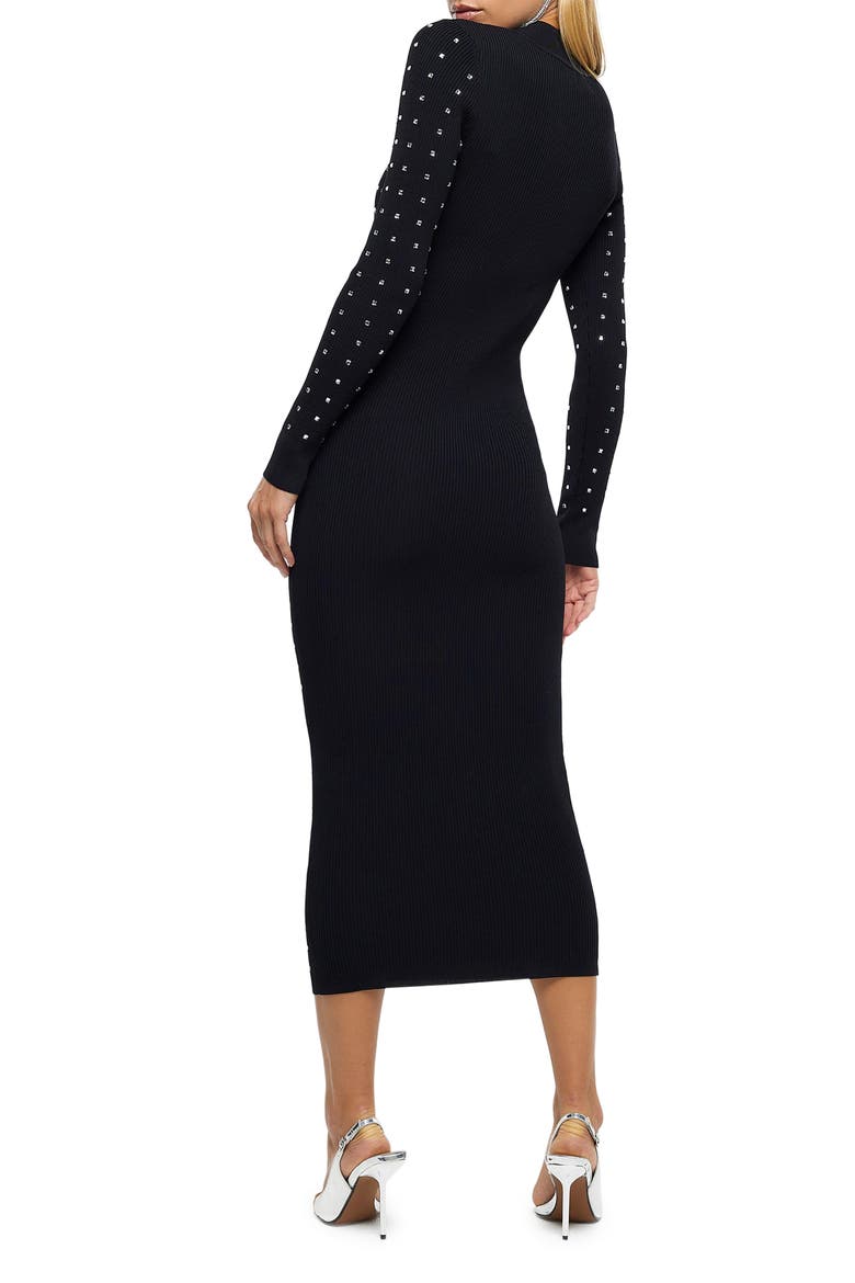 Heatseal Long Sleeve Knit Midi Dress, Alternate, color, BLACK