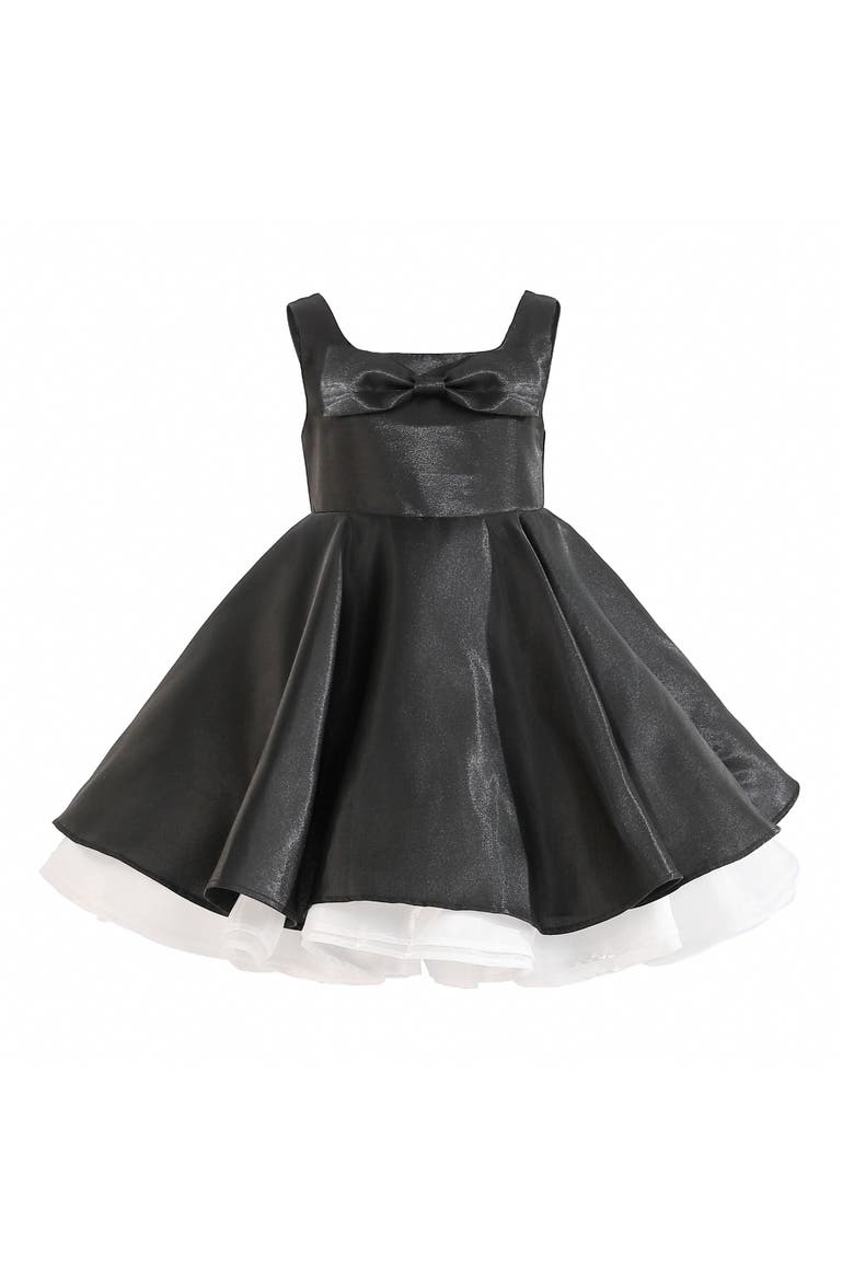 Lucienne Satin Bow Dress, Main, color, Black