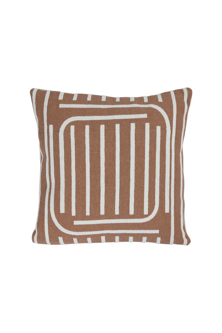 Woven Cotton Reversible Pillow with Lines, Main, color, Tan