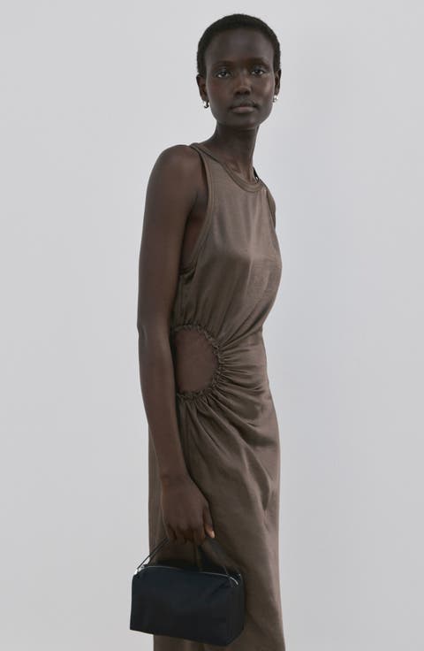 Gathered Cutout Sleeveless Maxi Dress