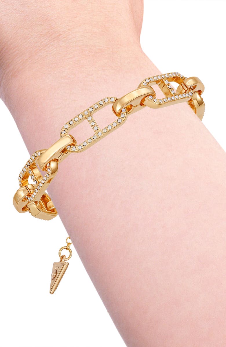 GUESS Pavé Mariner Chain Bracelet, Alternate, color, Gold Tone
