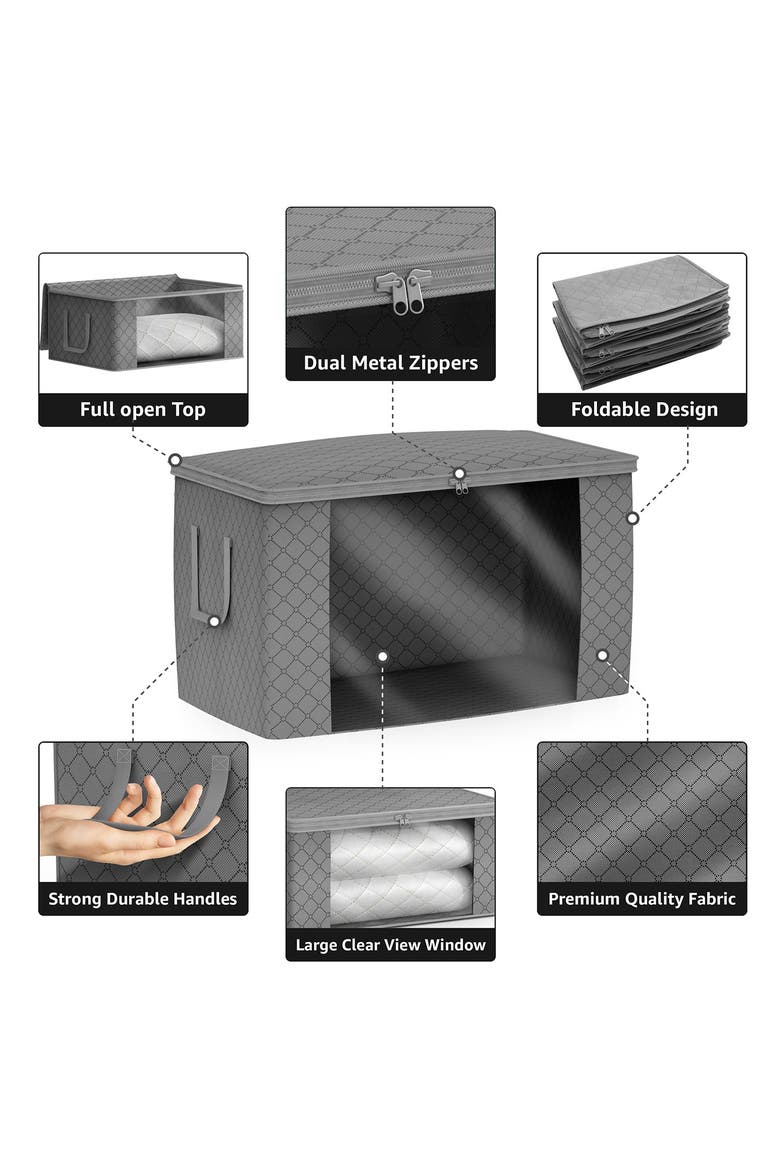 Set of 6 Foldable Storage Bins, Alternate, color, GRAY