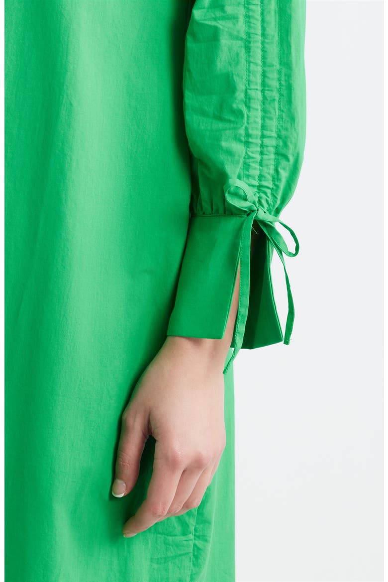 Gathered Long Sleeve Cotton Maxi Dress, Alternate, color, BRIGHT GREEN