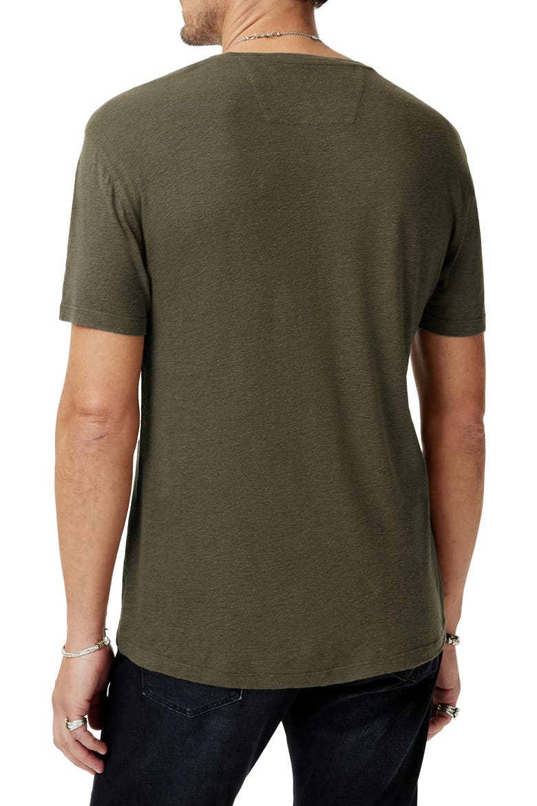 Chain Skull Appliqué Slub Linen Blend T-Shirt, Alternate, color, OLIVE LEAF